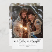 Alles is Calm All is Bright Two Photo Holiday Kaar Feestdagenkaart (Voorkant / Achterkant)