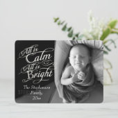 Alles is Calm en Bright Bekleding met kerstfoto Feestdagenkaart (Staand voorkant)