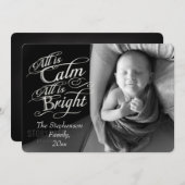 Alles is Calm en Bright Bekleding met kerstfoto Feestdagenkaart (Voorkant / Achterkant)