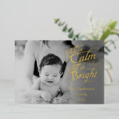 Alles is Calm en Bright Bekleding met kerstfoto Folie Feestdagenkaart (Staand Voorkant)