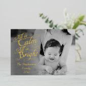 Alles is Calm en Bright Bekleding met kerstfoto Folie Feestdagenkaart (Staand Voorkant)