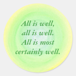 Alles is goed, geel groene affirmatie stickers