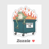 Alles is goed kikker vuilcontainer brand Vinyl Sticker (Vel)