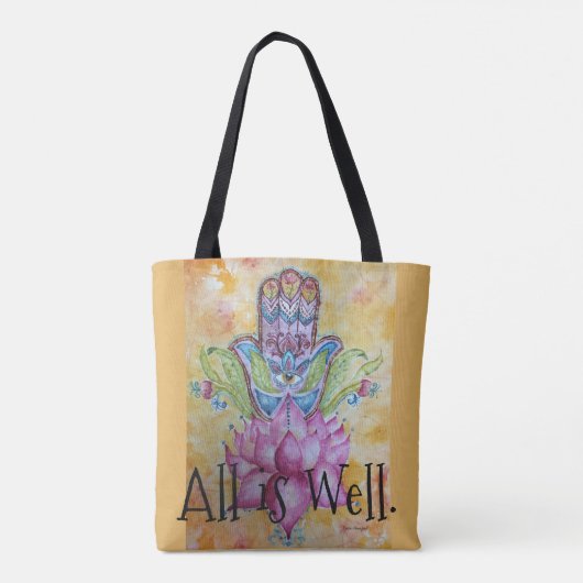 Alles is goed kleurrijke Zen Art Canvas tas (Achterkant)