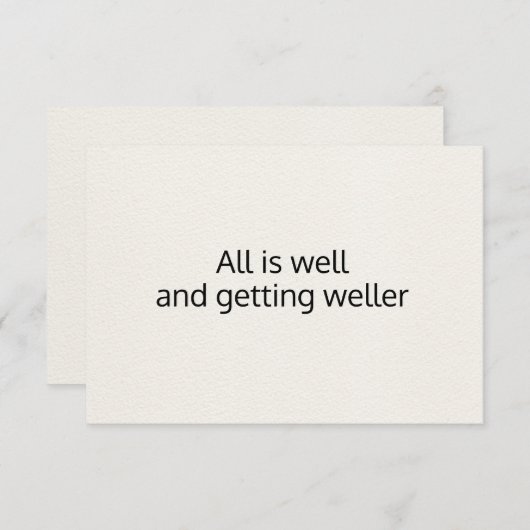 Alles is goed zwart wit Basic Affirmatie Kaart (Voorkant / Achterkant)