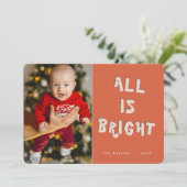 Alles is helder Leuk Moderne Foto Koraal Rode Kers Feestdagenkaart (Staand voorkant)