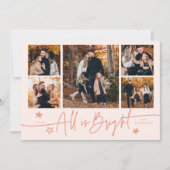 Alles is helder perzik multi foto kerstkaart (Voorkant)