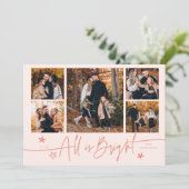 Alles is helder perzik multi foto kerstkaart (Staand voorkant)