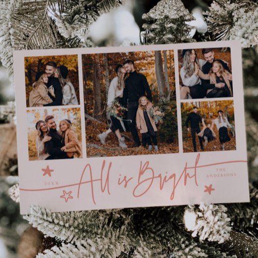 Alles is helder perzik multi foto kerstkaart