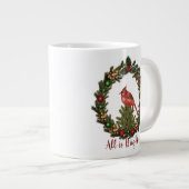 Alles is helder rood kardinaal kerstgeschut grote koffiekop (Voorkant rechts)