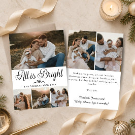 Alles is Helder Zwart & Wit Multi Foto Kerstmis Feestdagenkaart