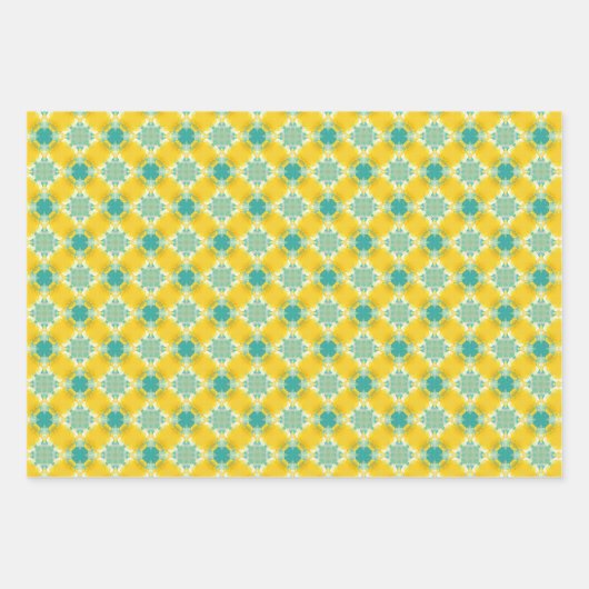 Alles is heldergeel en blauw feestelijk ontwerp inpakpapier vel (Voorkant)