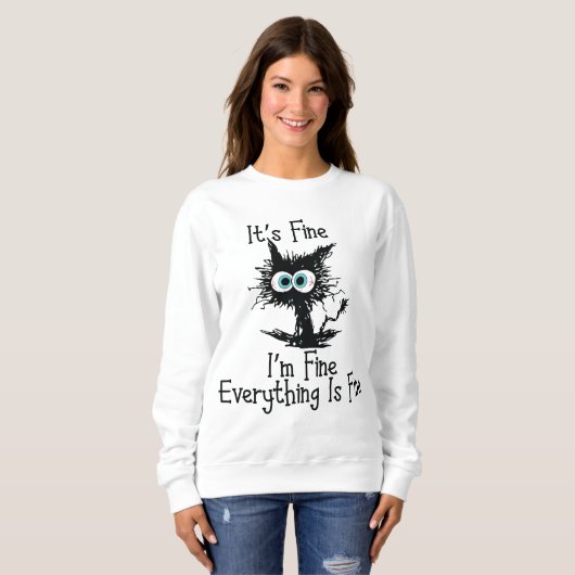 Alles is in orde, grappig kattensweatshirt trui (Voorkant volledig)