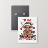 Alles is in orde Koe van Christmas Highland Button (Voorkant / Achterkant)