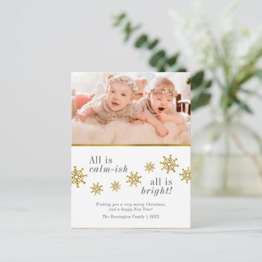 Alles is kalm | Aangepaste foto Grappige kerst Feestdagenkaart (Staand voorkant)