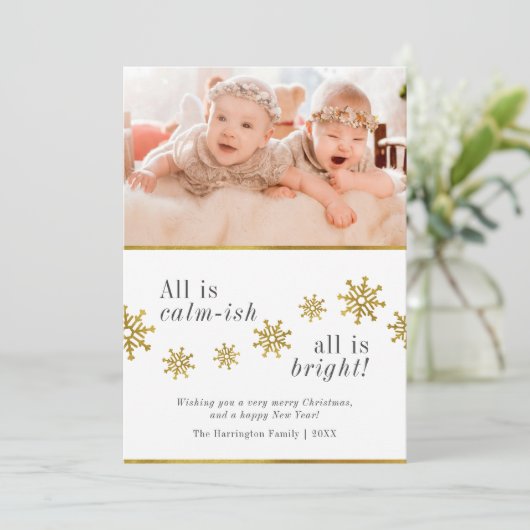 Alles is kalm | Aangepaste grappige kerstfoto Kaart (Staand voorkant)