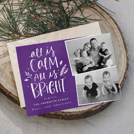 Alles is kalm Alle is Helder Paars 2 Foto Feestdagenkaart