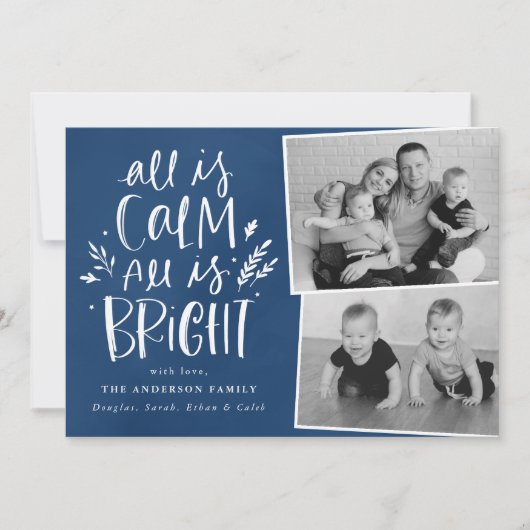 Alles is kalm Alles is Bright Blue 2 Photo Feestdagenkaart (Voorkant)