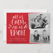 Alles is kalm Alles is Bright Red 2 Foto Feestdagenkaart (Voorkant)