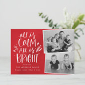 Alles is kalm Alles is Bright Red 2 Foto Feestdagenkaart (Staand voorkant)