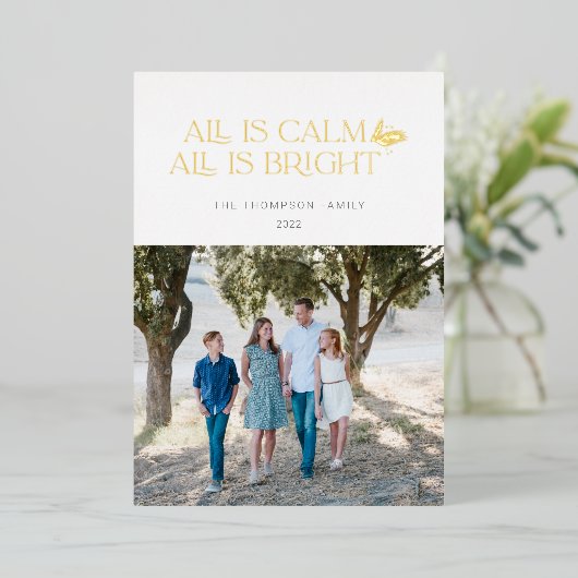 Alles is kalm. Alles is helder kerstontwerp wit Folie Feestdagenkaart (Staand Voorkant)