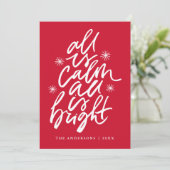 Alles is kalm alles is helder rood niet-foto feestdagenkaart (Staand voorkant)