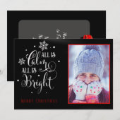 "Alles is kalm", Elegant Two Sided Photo Kerstmis Feestdagenkaart (Voorkant / Achterkant)