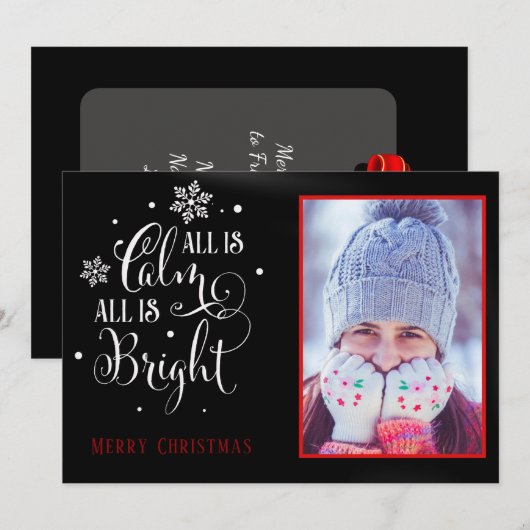 "Alles is kalm", Elegant Two Sided Photo Kerstmis Feestdagenkaart (Voorkant / Achterkant)