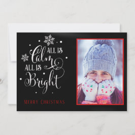 "Alles is kalm", Elegant Two Sided Photo Kerstmis Feestdagenkaart