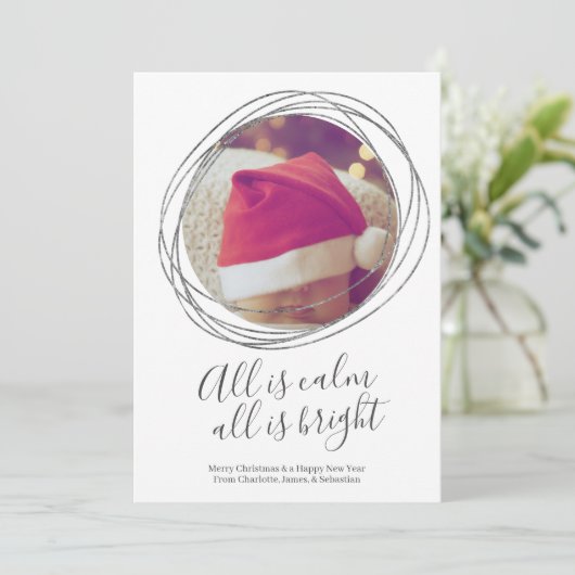 Alles is kalm en alles is helder, persoonlijk aang feestdagenkaart (Staand voorkant)