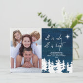 Alles is kalm en er is een heldere kerstfoto feestdagenkaart (Staand voorkant)