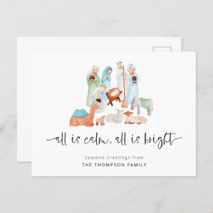 Alles is kalm nativiteitsseizoenen kerstmis feestdagenkaart