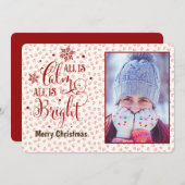 "Alles is kalm", Red Star Two Sided Photo Kerstmis Feestdagenkaart (Voorkant / Achterkant)