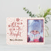 "Alles is kalm", Red Star Two Sided Photo Kerstmis Feestdagenkaart (Staand voorkant)