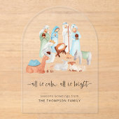 Alles is kalme kerststal kerst acryl Kaart Acryl Uitnodigingen (Voorkant)