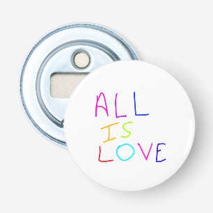 Alles is liefde regenboog kleurrijke trots LGBTQ g Button Flesopener