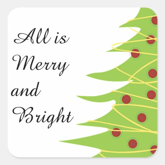 Alles is Merry en Bright, kerstboomSticker Vierkante Sticker (Voorkant)