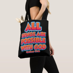Alles is mogelijk met GOD Kinder Adult Faith Tote Bag