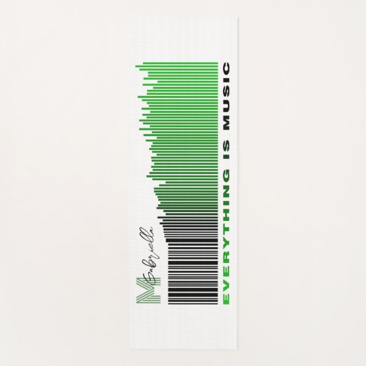 Alles is Muziek Groen Geluid Barcode Monogram Yogamat (Voorkant)