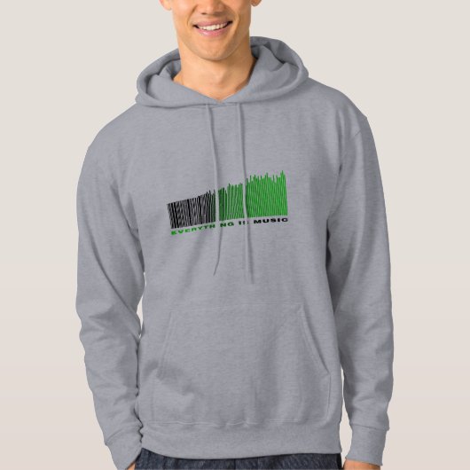 Alles is muziek Groene Tekst Barcode Equalizer Hoodie (Voorkant)