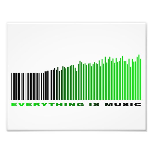 Alles is Muziek Groene Tekst Barcode Song Player Foto Afdruk (Voorkant)
