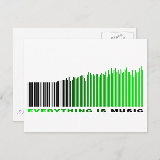 Alles is muziek Quote Green Barcode Equalizer Briefkaart (Voorkant / Achterkant)