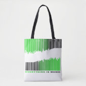 Alles is Muziek Tekst Groene Barcode Song Player Tote Bag (Voorkant)