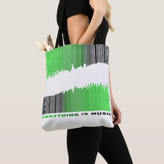 Alles is Muziek Tekst Groene Barcode Song Player Tote Bag (Dichtbij)