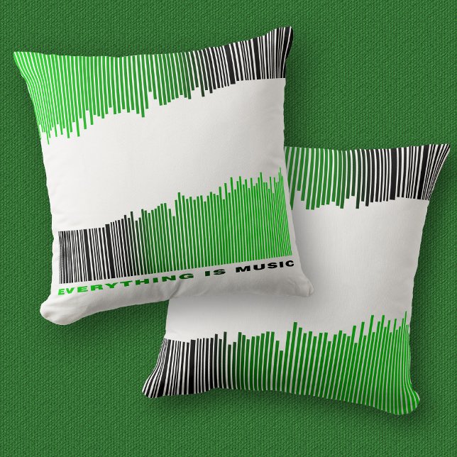 Alles is Muziek Tekst Song Speler Groene Barcode Kussen (Creator heeft geüpload)