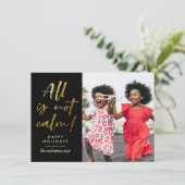 Alles is niet kalm | Funny kerstfeestdag foto Feestdagenkaart (Staand voorkant)