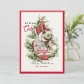 Alles is niet kalm grappig kat in kous kerst feestdagenkaart (Staand voorkant)
