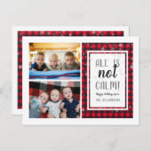 Alles is niet rustig! Kerstcollage 2 familiefoto's Feestdagenkaart (Voorkant / Achterkant)