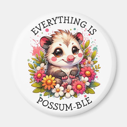 Alles is possum-ble | Inspirerend woordspeling Magneet (Voorkant)
