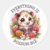 Alles is Possum-mogelijk | Inspirerende woordspeli Ronde Sticker (Voorkant)